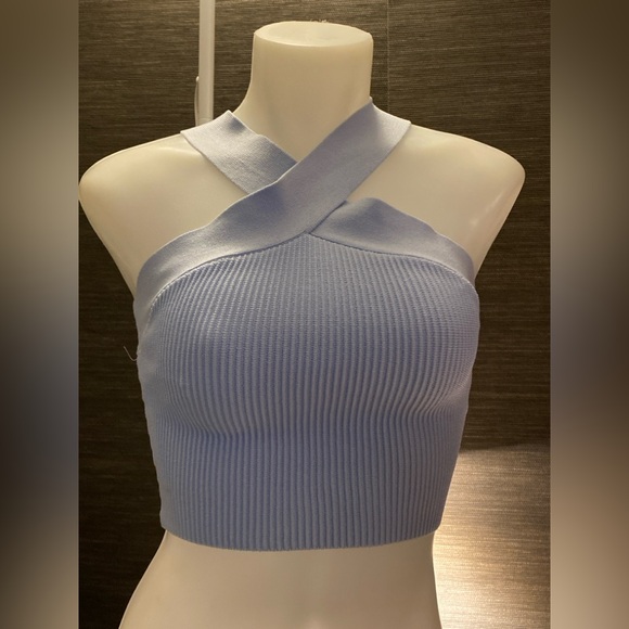 Aritzia Sculpt knit Criss Cross Top (light blue) - Picture 7 of 7